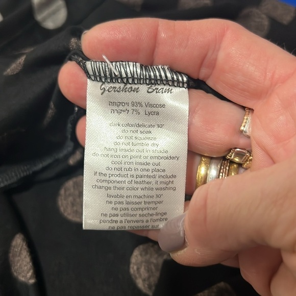 Gershon Bram Lagenlook Black with Gray Polka Dot Accent Midi Dress Size Small - Picture 8 of 11